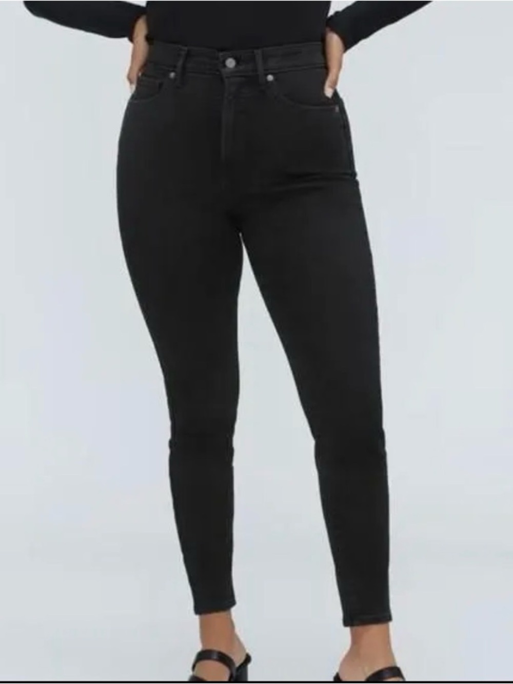 Everlane Way‑High Rise Skinny Jeans Women’s 32R Black Stretch High Waist EUC